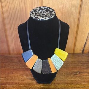 Kenneth Cole New York Yellow and Orange Geometric Necklace